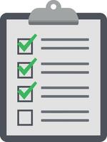 Checklist clipboard with green check marks and blank box flat design office illustration vector