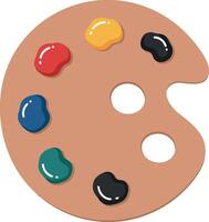 Artist paint palette with colorful paint dabs in flat minimal style illustration vector
