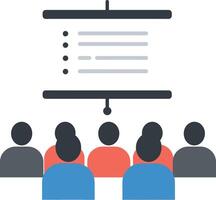 Group of people attending presentation with projector screen minimal flat illustration vector