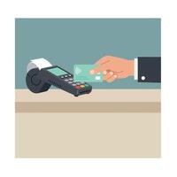 Contactless payment using credit card and terminal device for secure transaction vector