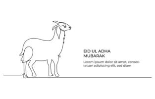 Eid ul adha concept goat Continuous one line art vector
