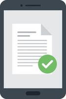 Modern smartphone displaying document with checkmark icon flat design digital illustration vector