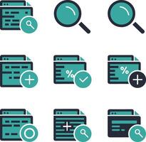 Flat Color zoom Icon set vector