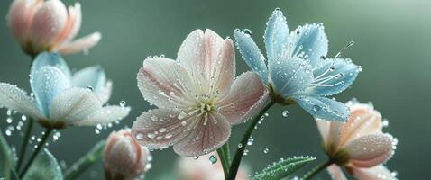 Capturing the essence of spring with dew drops on petals. photo