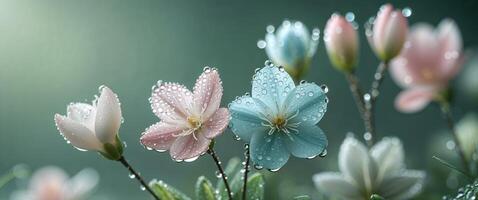 Capturing the essence of spring with dew drops on petals photo