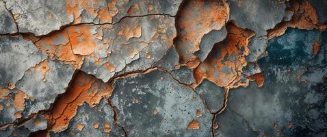 Textured abstract background of peeling grunge surface with cracks photo
