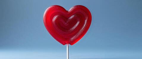 A red lollipop with a heart shape on top photo