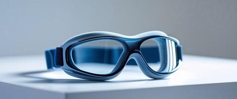 A pair of goggles on a white surface photo