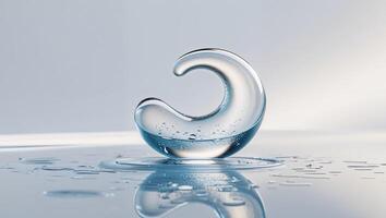 Abstract Droplet Creature on Reflective Surface. photo