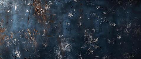 Grungy dark blue scratched metal texture background photo