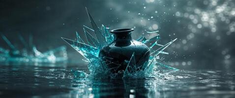 Shattered Object Underwater Abstract Destruction. photo