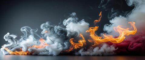 Abstract smoke and fire dramatic light design. photo