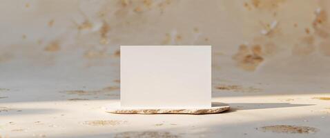 Blank white card on textured background for creative design projects and invitations stationery concept photo