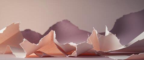 Ripped Paper Edge on Soft Pastel Background with High Contrast Abstract Composition. photo