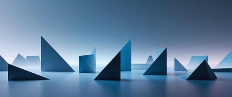 Angular forms create geometric abstraction in varying shades of blue. photo