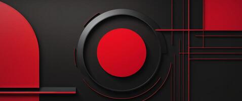 A black and red abstract design with a red circle in the middle photo