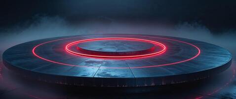 A futuristic looking object with a red light on it photo
