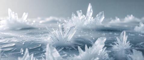 Abstract Ice Texture Frozen Surface with Crystal Shards and Frost. photo