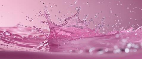 Abstract Pink Water Splash on Pink Background. photo