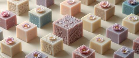 Delicate Floral Soap Collection A Harmonious Blend of Beauty and Practicality in Cubes photo