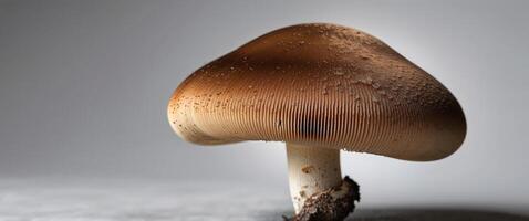 A close up of a mushroom with a brown and fuzzy texture. photo