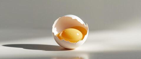 An egg is broken open on a table photo