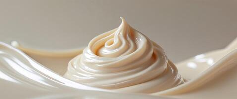 Smooth Cosmetic Cream Swirl with Gentle Glossy Texture Background. photo