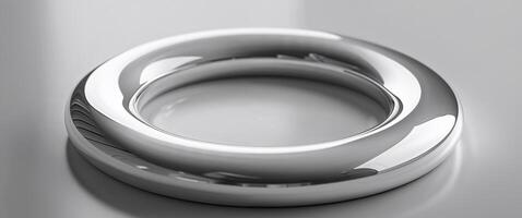 A ring is shown on a white surface photo
