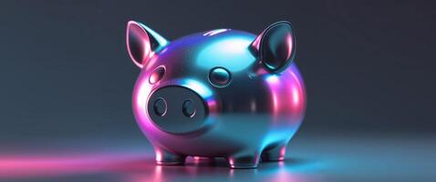 A piggy bank with a rainbow colored background photo