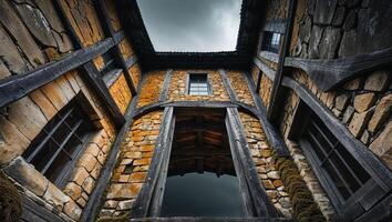 The view from the top of a stone building photo