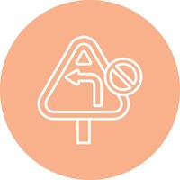No Turn Left Thin Line Design vector