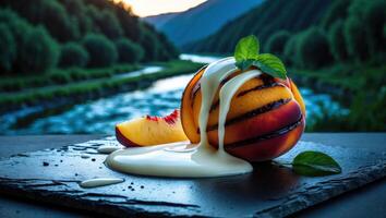 Grilled Peach with Cream Drizzle by River photo