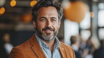 A man with a beard and a suit jacket photo
