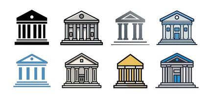 Collection of Classical Building Icons for Finance, Government, or Education Design Projects vector
