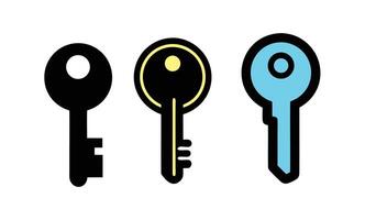 Simple Key Icons for Security, Access, and Solutions vector