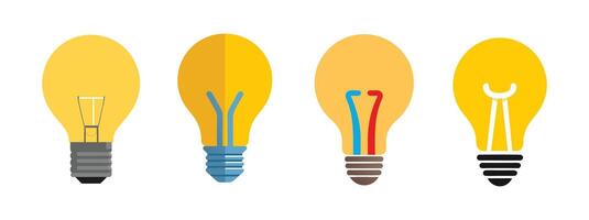 Bright Light Bulb Icons for Ideas, Innovation, and Solutions vector