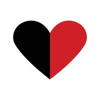 Split Heart Icon in Black and Red for Contrast and Symbolic Representation vector