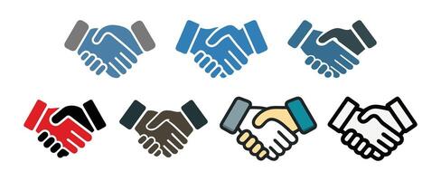 Diverse Handshake Icons for Agreement, Partnership, and Collaboration vector