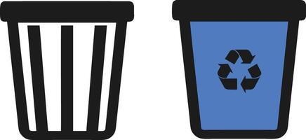 Trash and Recycle Bin Icons for Waste Management or Environmental Design Projects vector