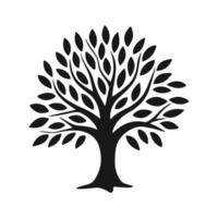 Minimalist tree silhouette art, where the dark contours of twisting branches contrast elegantly with the stark white backdrop perfectly blending calm and character. vector