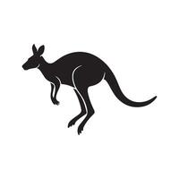 A minimalist kangaroo silhouette with sleek lines and dynamic posture, contrasting sharply with the white backdrop bringing energy and elegance in one frame. vector