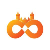 Infinity Symbol with Castle Silhouette for Timeless Concepts or Unique Branding vector