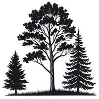 silhouette of a tree and a pine tree vector