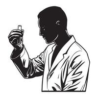 Silhouette of Biologist with Thick Outline Side View vector