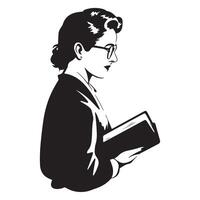 Side View Silhouette of Librarian with Bold Thick Outline vector