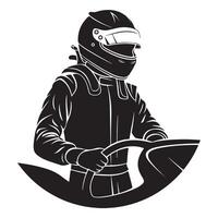Silhouette of Racing Driver in Helmet and Suit vector