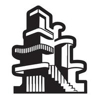 Abstract Architecture Side View Silhouette on White Background vector