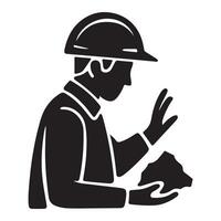 Side View Silhouette of Geologist with Bold Outline vector