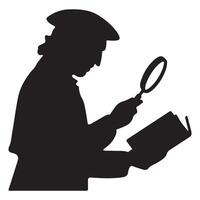 Black Silhouette of Historian with Thick Outline Side View vector