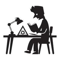 Animator and Architect Working Table Silhouette with Reading Desk on White Background vector